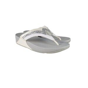 Fitflop Lulu Urban White Glitter Pearl Thong Sandals Bridal Wedding Size 11